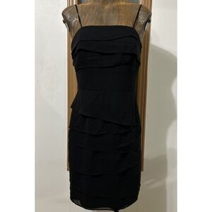 Black Layered Tiered Ruffle Cocktail Dress Size 4